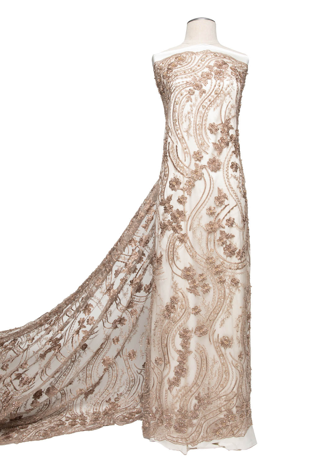 1 Yard Embroidered Tulle Lace Fabric with Elegant Intricate Design, 52" Wide