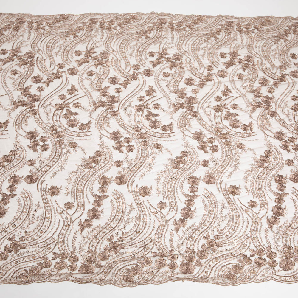 1 Yard Embroidered Tulle Lace Fabric with Elegant Intricate Design, 52" Wide