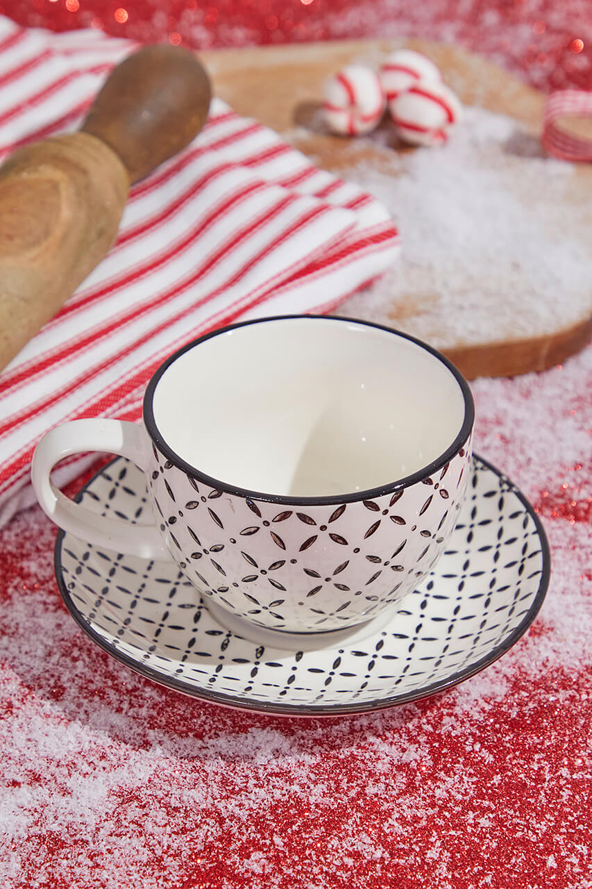 Ceramic Norden Pattern Cup And Saucer Set