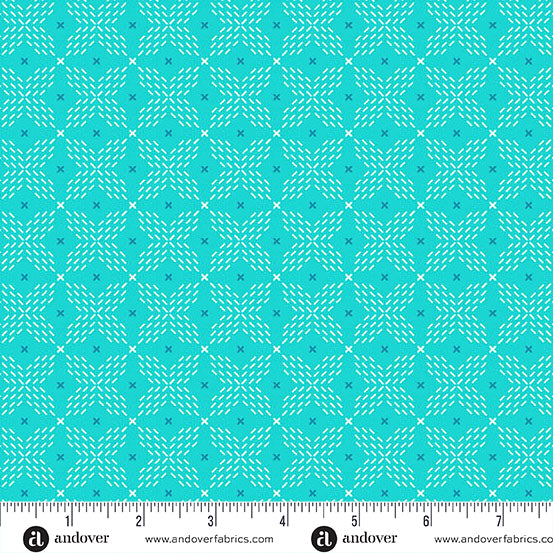 Cotton Fabric Teal Double Crossed Color Pop Playground 44/45"