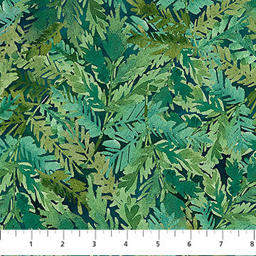 Cotton Fabric Teal Ferns Luscious 44/45"