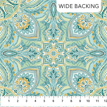 Cotton Fabric Teal Multi Mandala Mariposa 108 Wideback