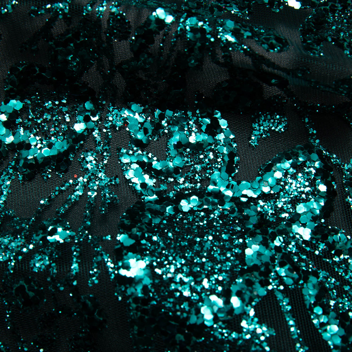 1 Yard Tulle Lace Fabric with Glitter and Floral Pattern, 58" Wide