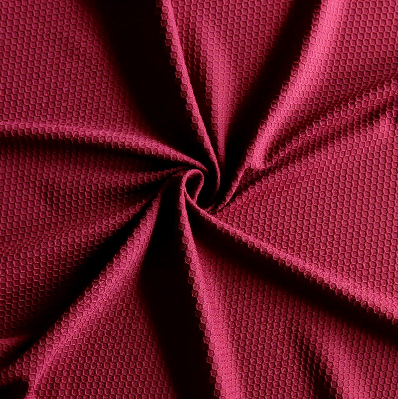 Dri-Fit Hexagon Jacquard Lycra Jersey Knit Fabric - Team Maroon