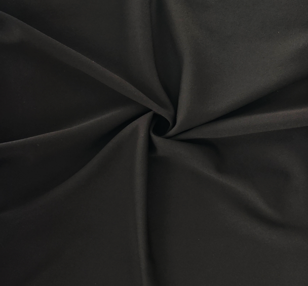 1 Yard Black Techno Crepe Stretch Fabric, Polyester Spandex Blend 58/60 Inch Wide