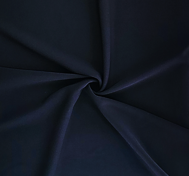 1 Yard Dark Navy Techno Crepe Fabric, Stretch Polyester Spandex Blend 58/60 Inches Wide