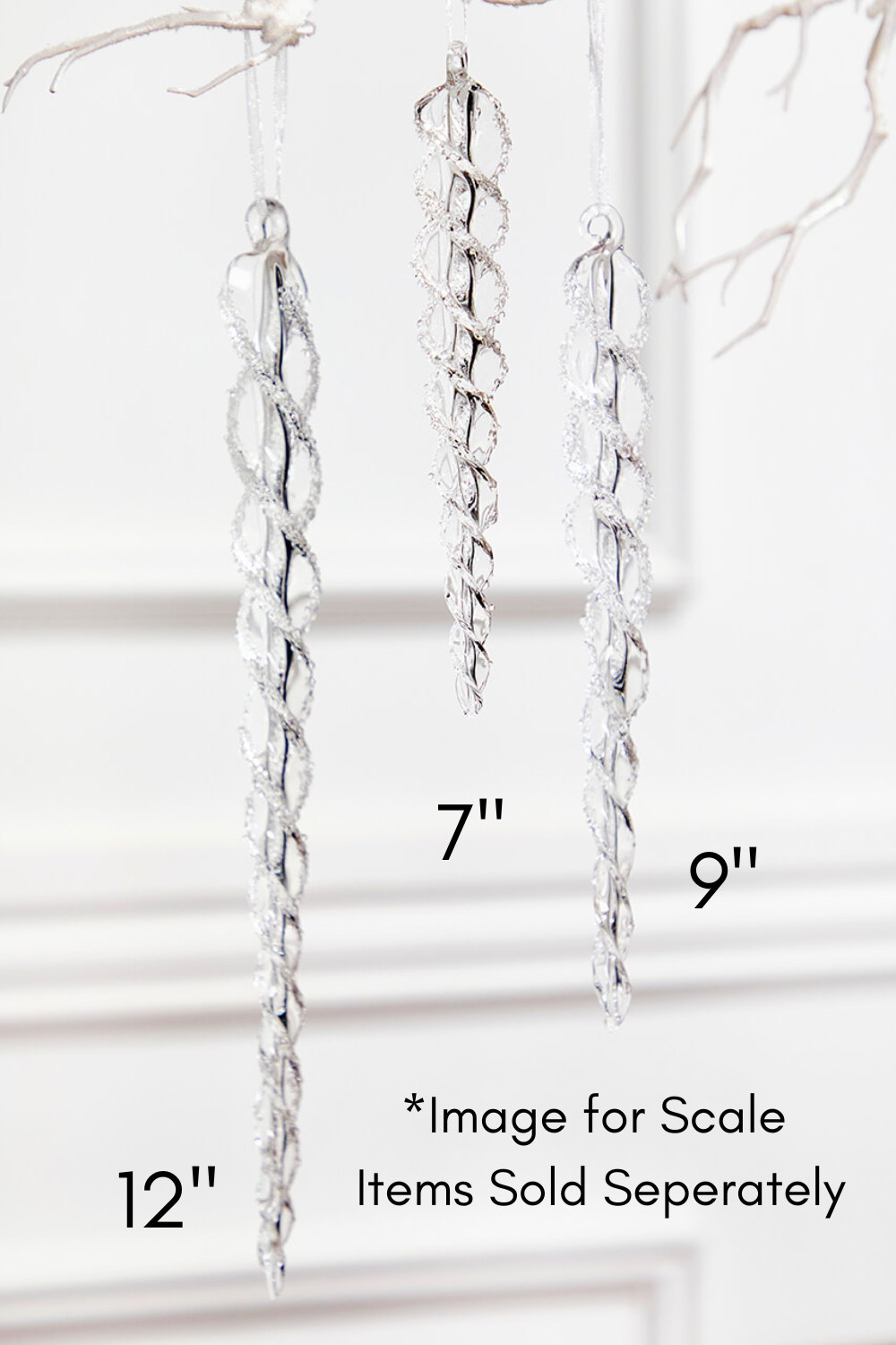 9" Glass Icicle Ornament - Medium