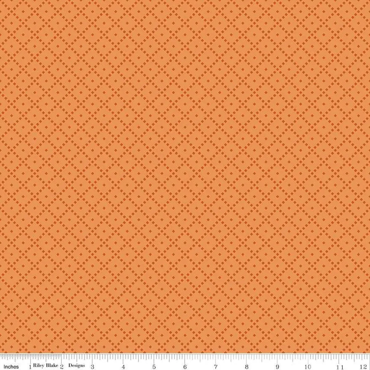 Cotton Print Fabric The Awe of Autumn Grid Creamsicle 43/44"