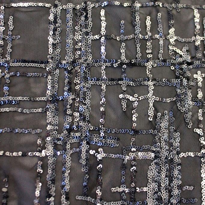 Stretch Mesh Sequin Thin Plaid Fabric