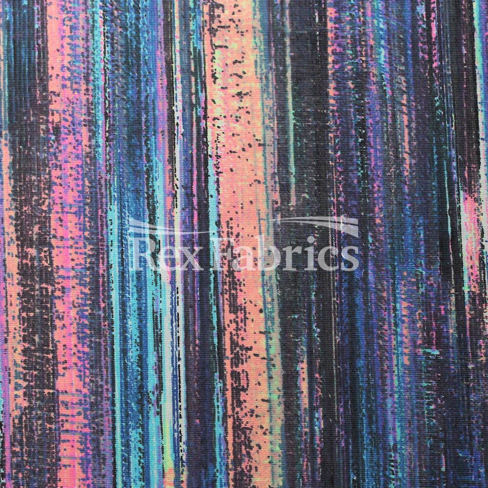 Thunder Stripe Nylon Spandex Fabric - Blue Stripe Print, 4-Way Stretch, 58-60" Width (1 Yard)