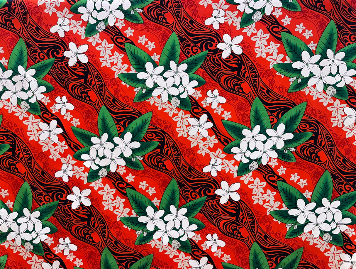 Cotton Fabric Tiare Banana Leaf Tribal Design