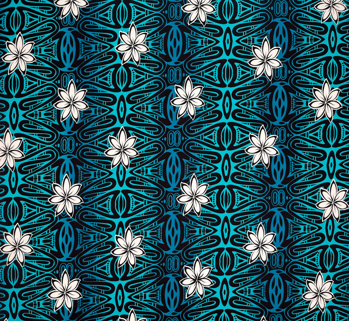 Cotton Fabric Tiare Polynesian Geometric Design