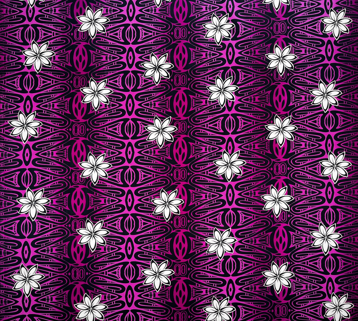 Cotton Fabric Tiare Polynesian Geometric Design