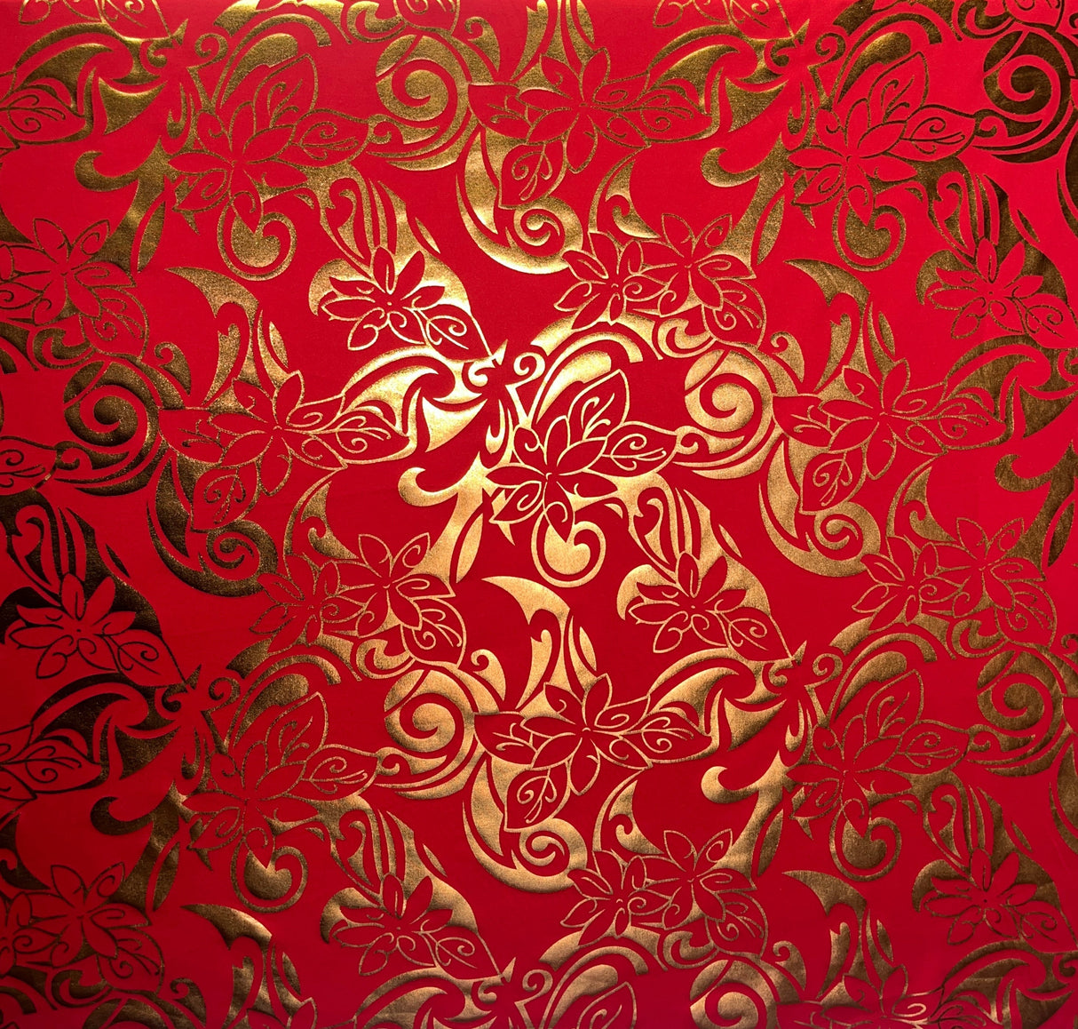 Tiare Swirls Polyester Foil Fabric - White/Gold, Black/Red, Blue/Black, Yellow/Royal, Red/Gold, 36" X 60" (1 Yard)