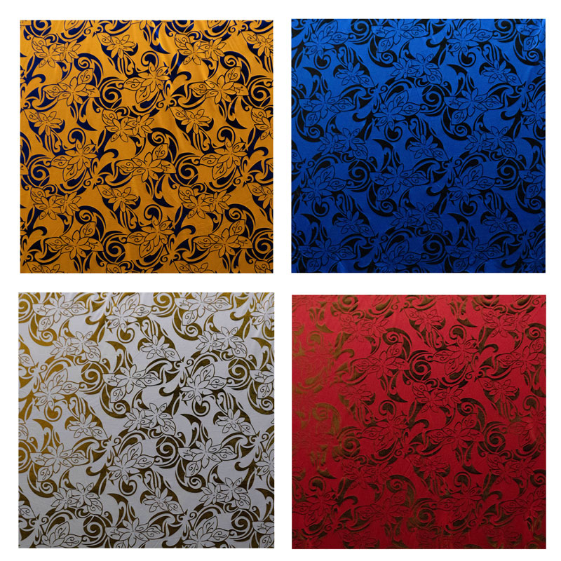 Polyester Foil Fabric Tiare Swirls Print