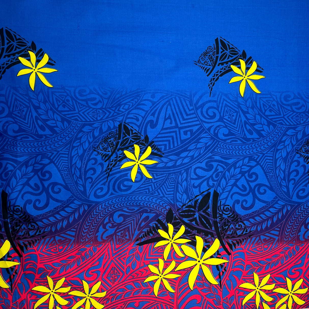 Tiare Traditional Tattoo Gradient Cotton Fabric - Gradient Tattoo Print, 44/45" Width (1 Yard)