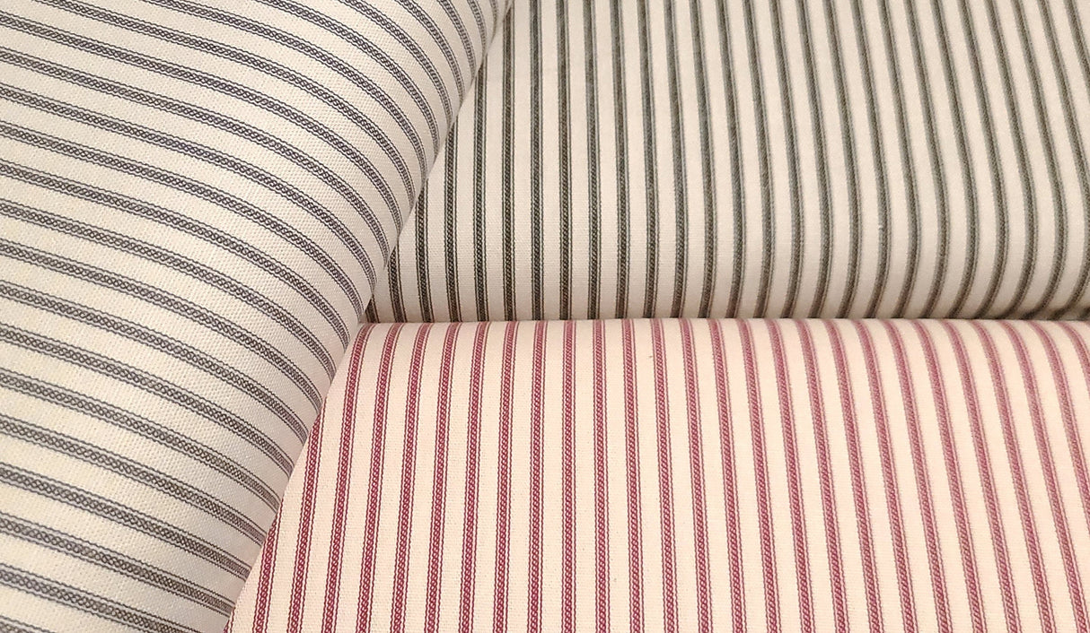 Quilting Cotton Ticking Stripe Black Blue Red 54" Wide