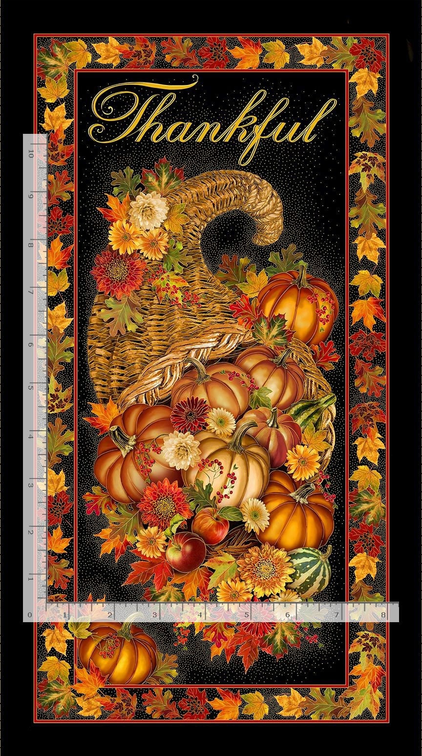 Fabric Panel Timeless Treasures Cornucopia Metallic Black
