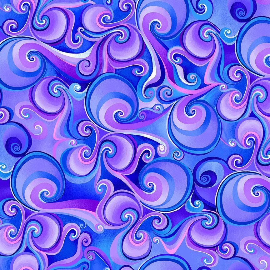 Quilting Cotton Hydrangea Swirls Purple Timeless Treasures