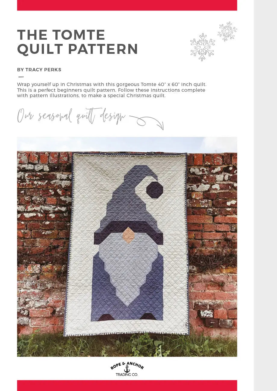 Tomte Quilt Pattern 40in x 60in Christmas Quilt
