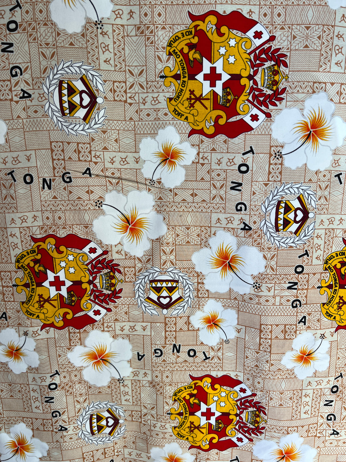 Tonga Seal Hibiscus Cotton Light Barkcloth Fabric - All Over Design, 45" Width (1 Yard)