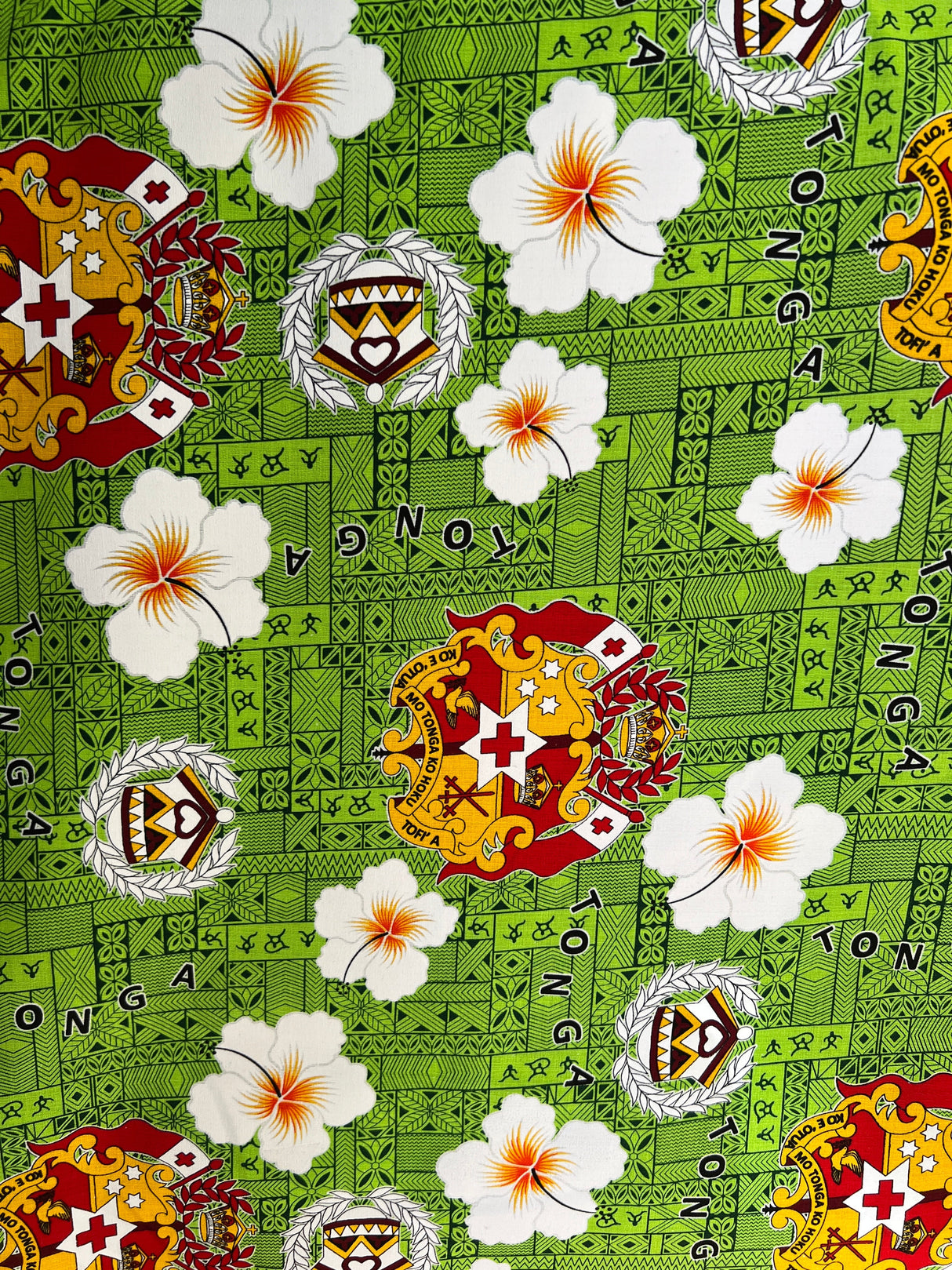 Tonga Seal Hibiscus All Over Design Cotton Light Barkcloth Fabric - Hibiscus Floral Print, 45" Width (1 Yard)