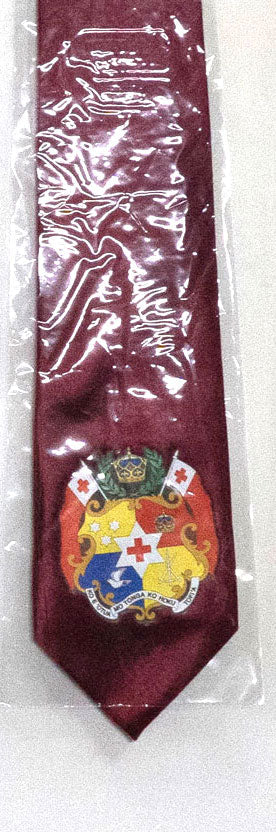 Tonga Seal Tie Polyester Fabric - Tongan National Seal, 56" Length, 3.5" Width (1 Tie)
