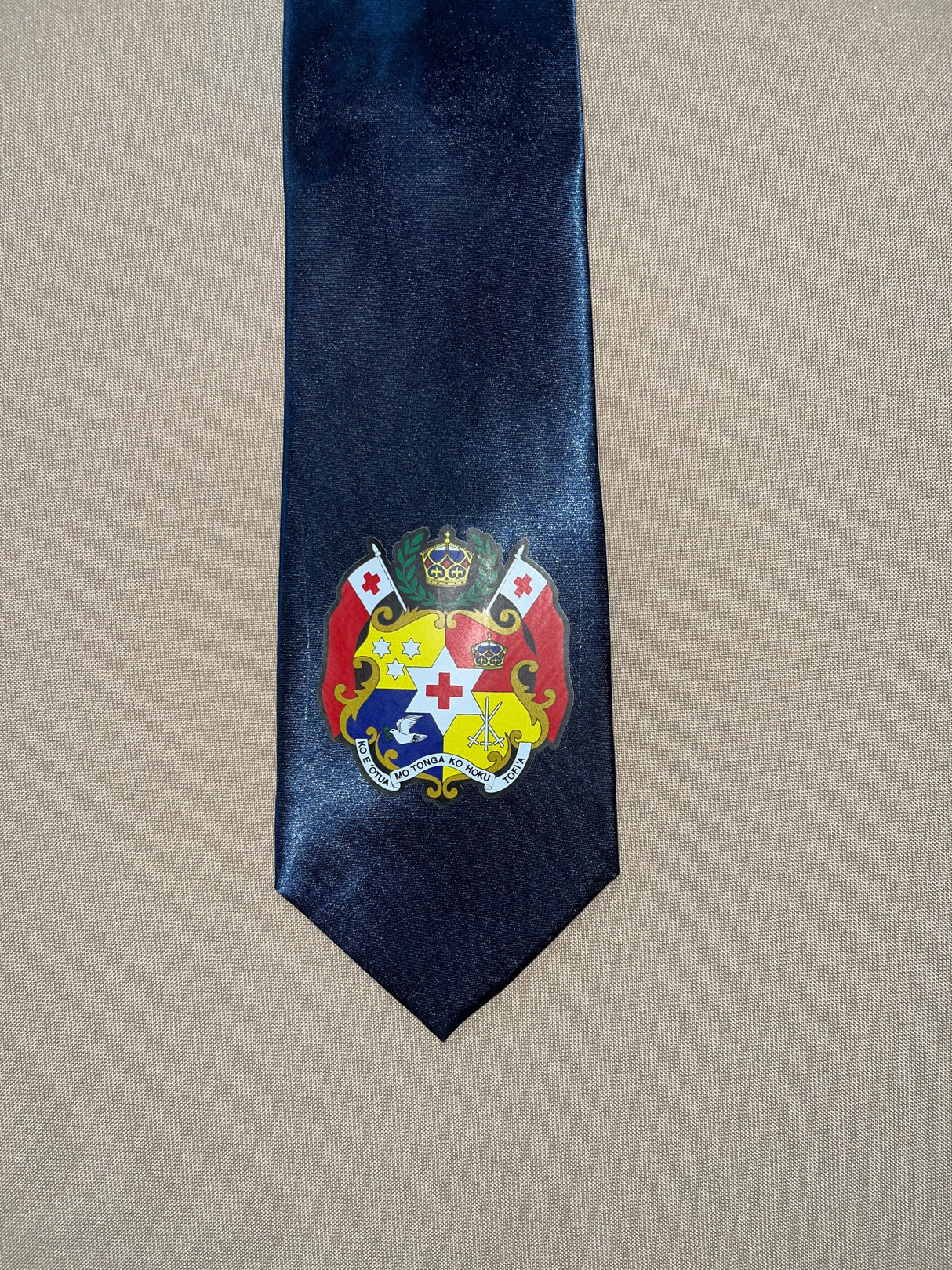 Tonga Seal Tie Polyester Fabric - Tongan National Seal, 56" Length, 3.5" Width (1 Tie)