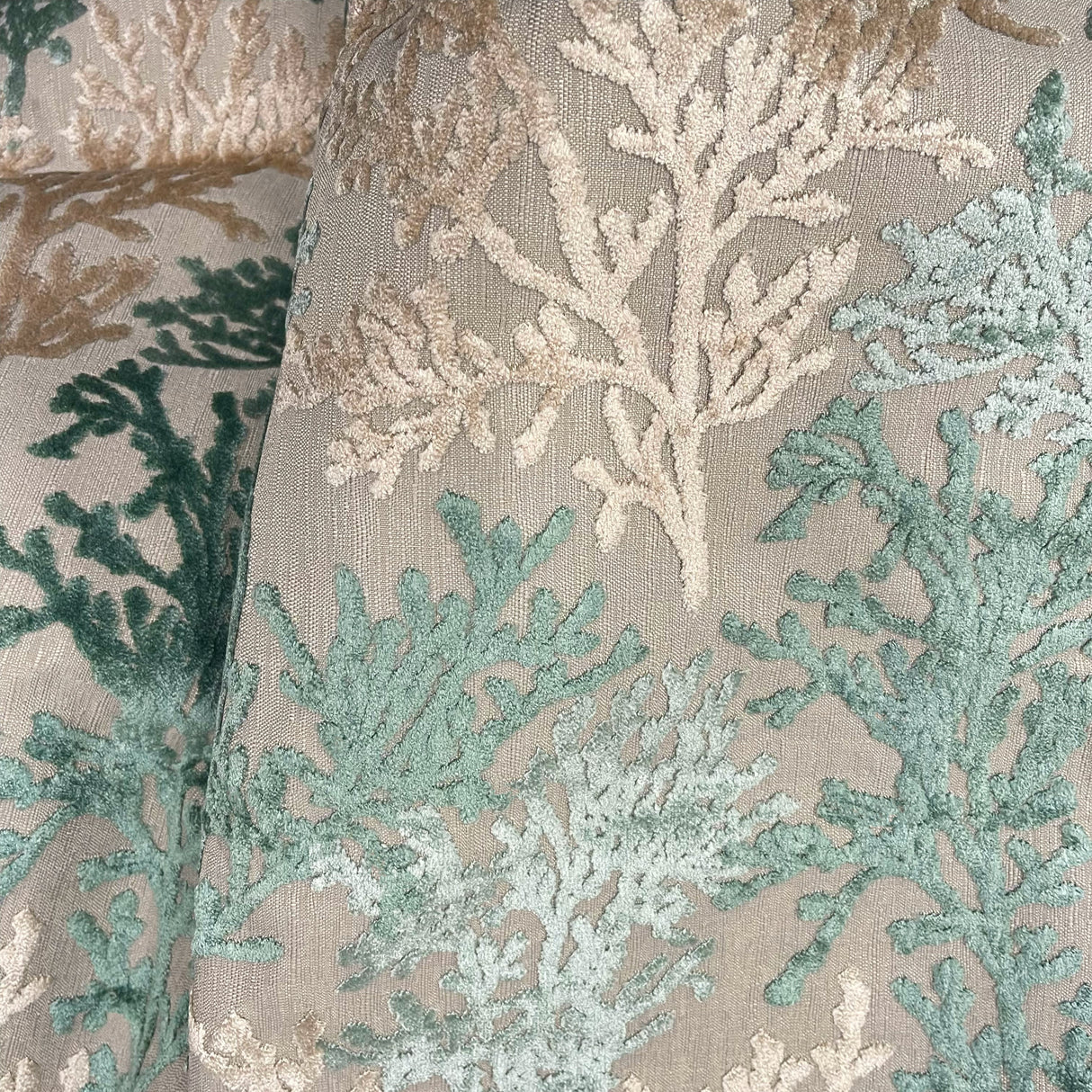 Cut Velvet Upholstery Fabric Barbados Coral Pattern
