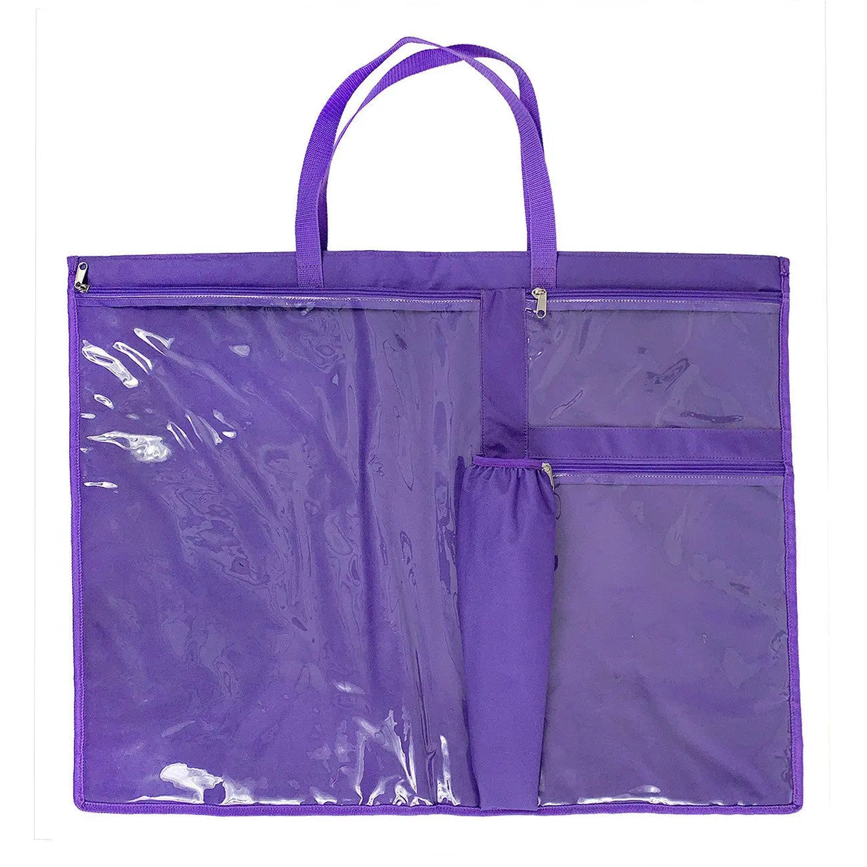 Purple Vinyl Tote Bag with Clear Pockets