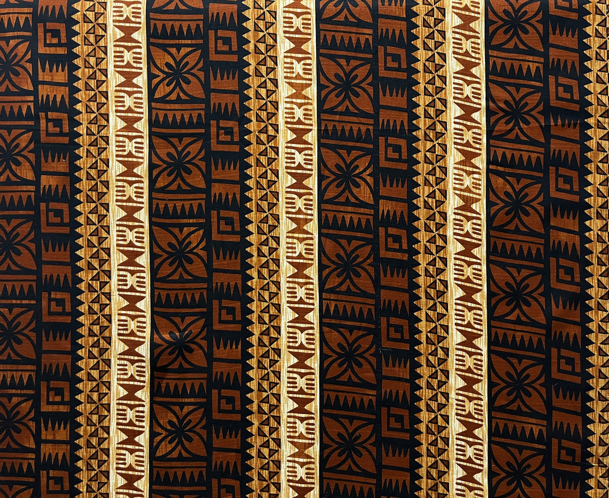 Traditional Fiji Cotton Fabric - Fijian Tapa Print, 45" Width (1 Yard)