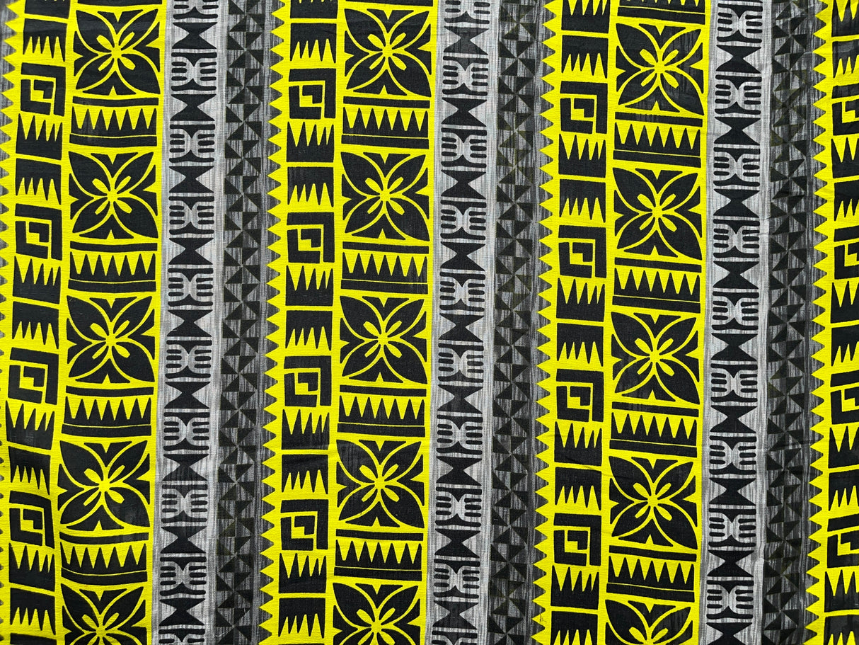 Traditional Fiji Cotton Fabric - Fijian Tapa Print, 45" Width (1 Yard)