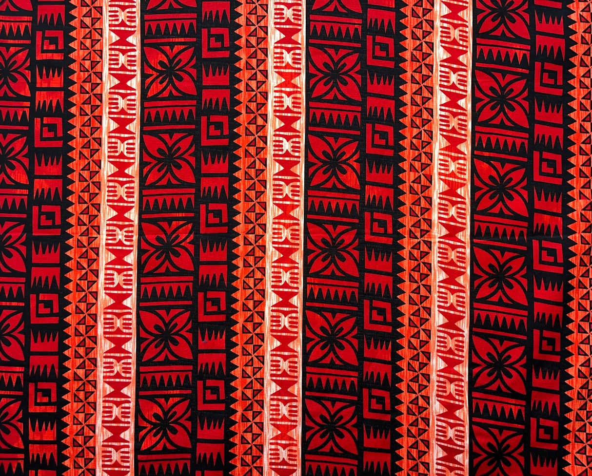Traditional Fiji Cotton Fabric - Fijian Tapa Print, 45" Width (1 Yard)