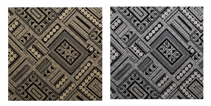 Traditional Polynesian Geometric Design Cotton Light Barkcloth Fabric - Brown, Dark Brown, 45" Width (1 Yard)