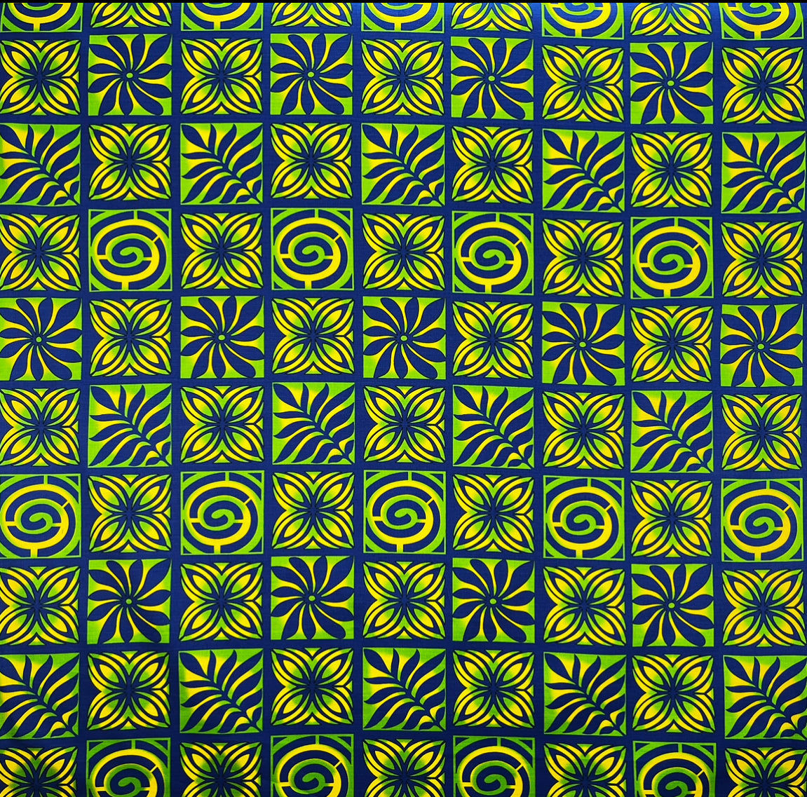 Traditional Polynesian Tapa Checkered Design Cotton Light Barkcloth Fabric - Fuchsia & Black, Rust & Cream, Navy & Gold, Blue & Yellow, Green & Blue, 45" Width (1 Yard)