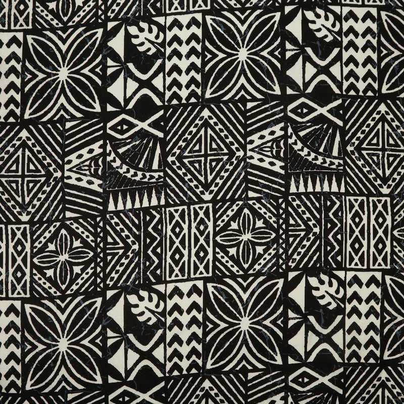 Traditional Polynesian Tapa Light Barkcloth Fabric - Navy And Blue, 45" Width (1 Yard)