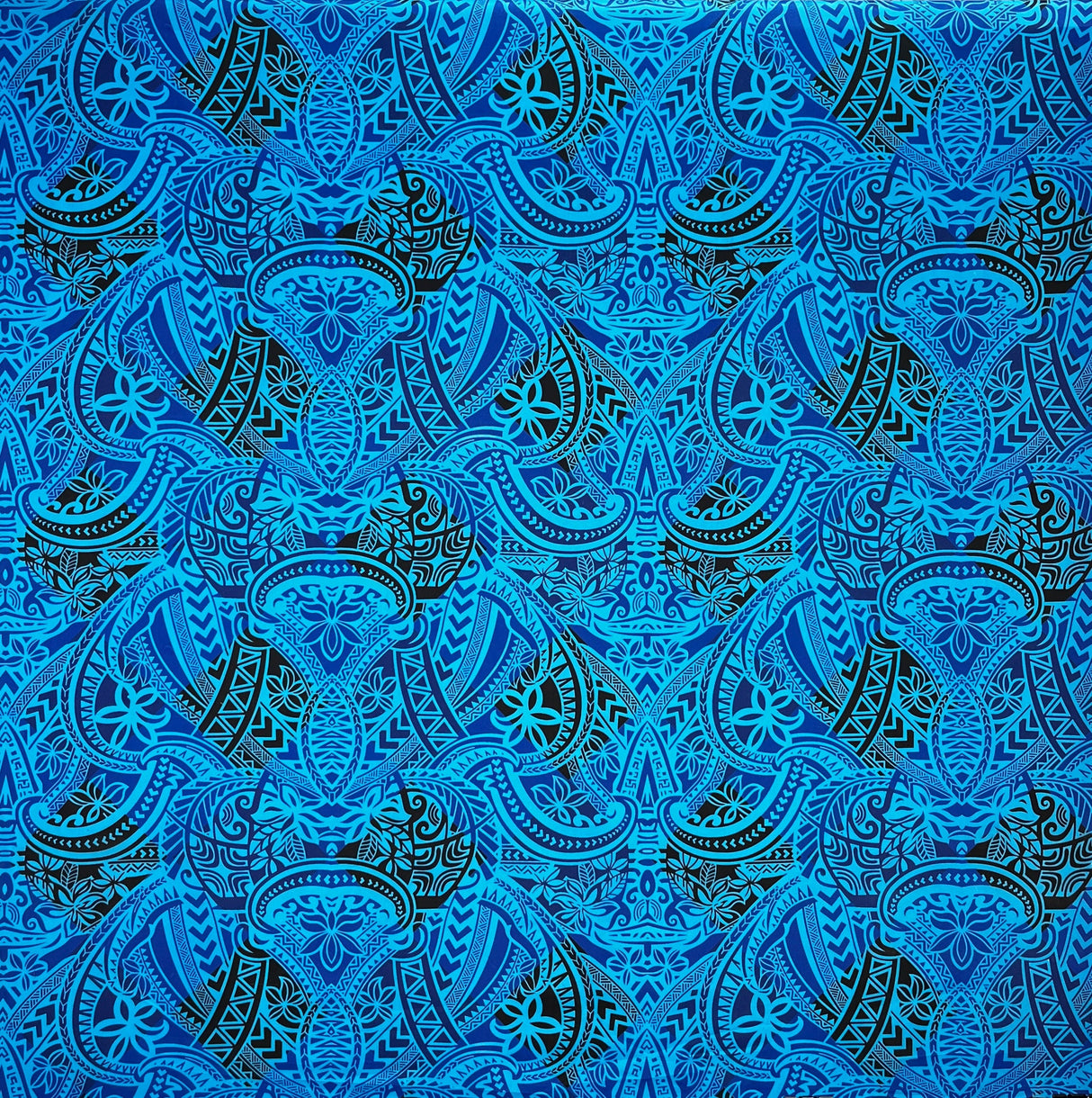 Traditional Polynesian Tattoo All Over Design Polyester Fabric - Red/Black/Yellow, 45" Width (1 Yard)