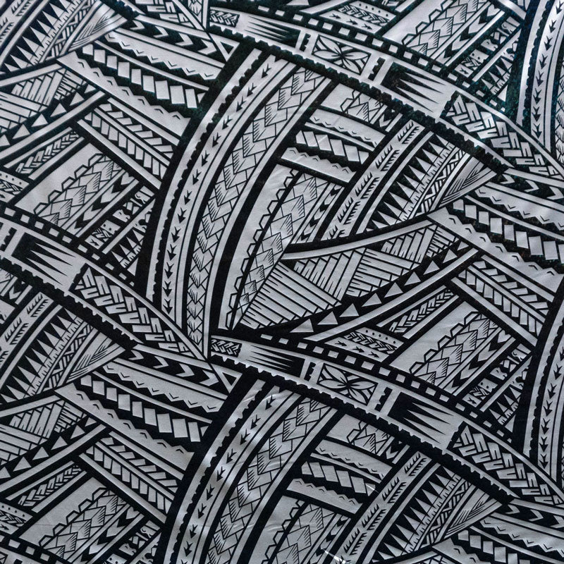 Polyester Foil Fabric Traditional Polynesian Tattoo Design