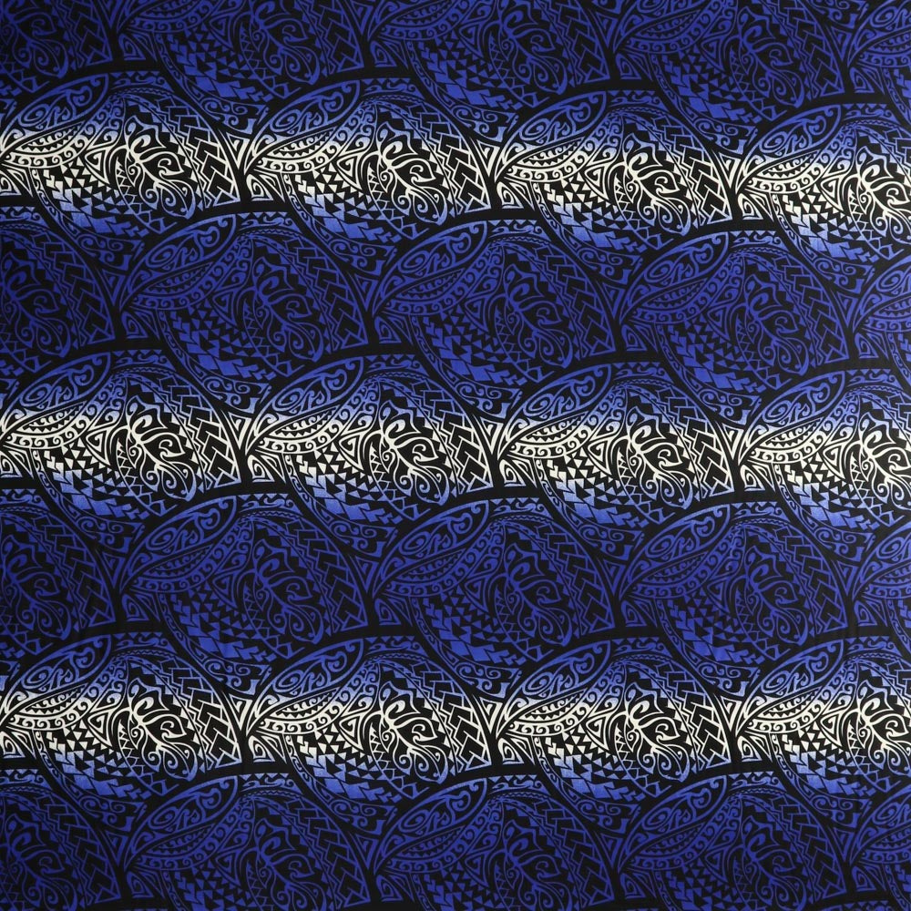 Cotton Poplin Fabric Traditional Polynesian Tattoo Gradient Design