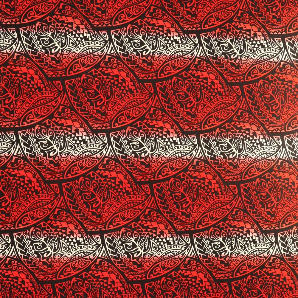 Cotton Poplin Fabric Traditional Polynesian Tattoo Gradient Design