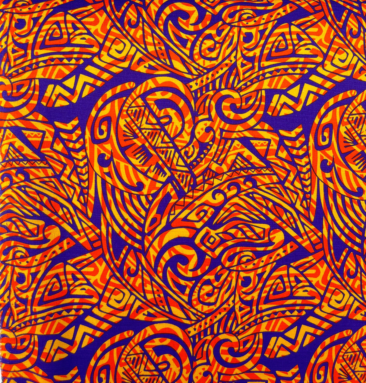 Cotton Barkcloth Fabric Traditional Polynesian Tattoo Swirl