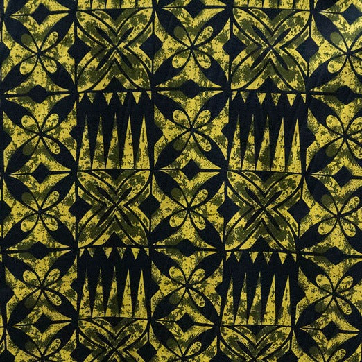 Traditional Tapa Design Cotton Light Barkcloth Fabric - Polynesian Tapa Print, 45" Width (1 Yard)