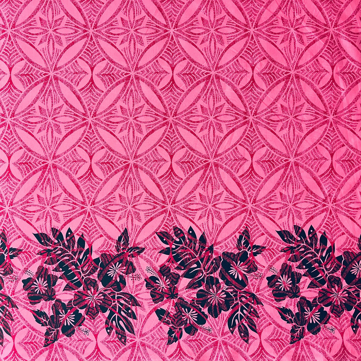 Tropical Floral Border Polyester Fabric - Tropical Floral Border, 60" Width (1 Yard)