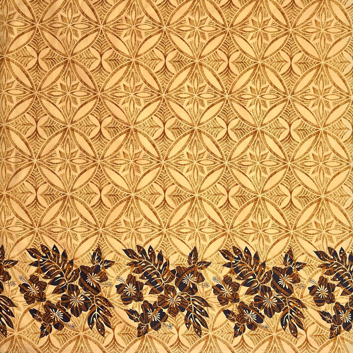 Tropical Floral Border Polyester Fabric - Tropical Floral Border, 60" Width (1 Yard)