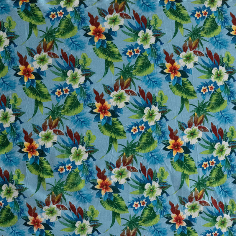 Cotton Peachskin Tropical Garden Print Fabric