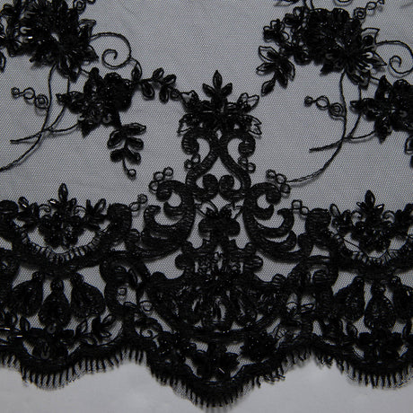 1 Yard Tulle Lace Fabric Embroidered Romantic Floral Pattern Polyester 52/54" Wide