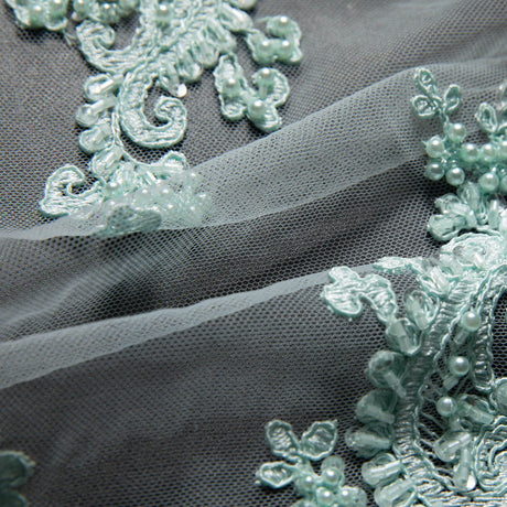 1 Yard Luxurious Embroidered Tulle Lace Fabric with Intricate Design 52" Wide