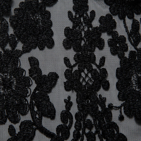 1 Yard Tulle Lace Fabric with Beautiful Intricate Embroidery, 52" Wide