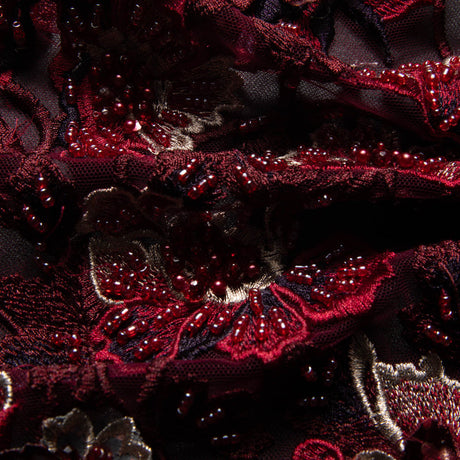 1 Yard Tulle Lace Fabric Embroidered Applique 3D Floral Design Elegant Style 52" Wide