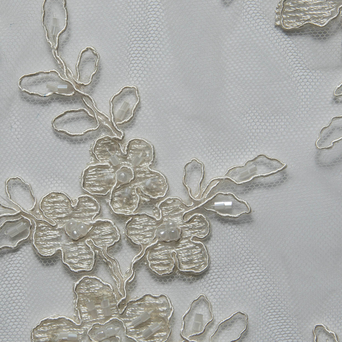 1 Yard 52" Wide Tulle Lace Fabric Embroidered with Intricate Design
